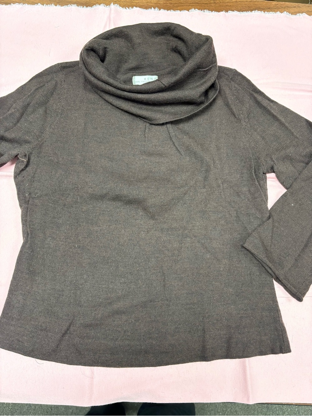 Kenar Dark Brown Cowl Neck Turtleneck Sweater